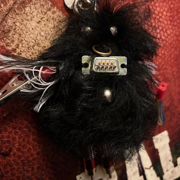 PRADA ROBOT REFUS FURRY KEYCHAIN BAG PURSE FUR KEY CHARM GIFT BOX SILVER LEATHER - Picture 2 of 16